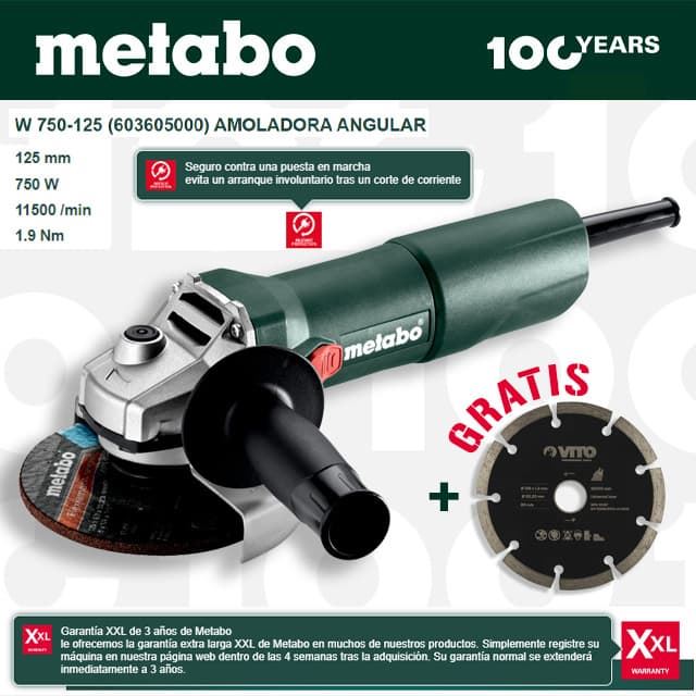 Amoladora Angular METABO W750 125MM - Imagen 1