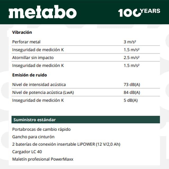 Atornillador METABO PowerMaxx BS BL Quick 12V - Imagen 3