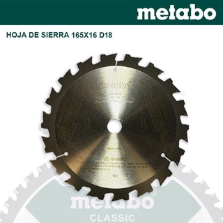Disco Corte Madera HW-WZ METABO 165X16 Z18 - Imagen 1