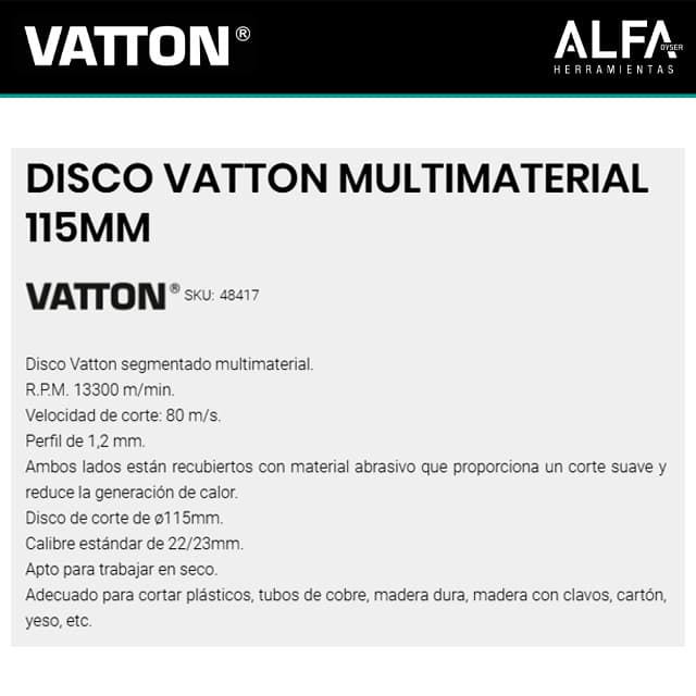 Disco Corte Multimaterial VATTON 115 - Imagen 4