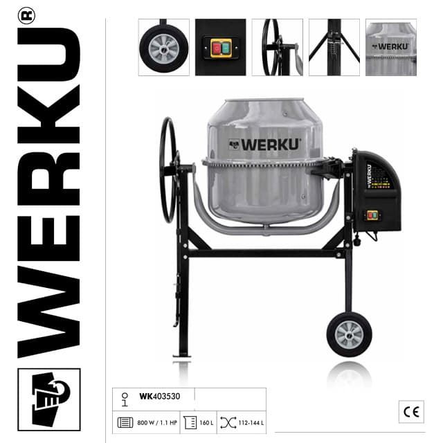 Hormigonera Eléctrica WERKU 160L 800W/1.1HP - Imagen 1