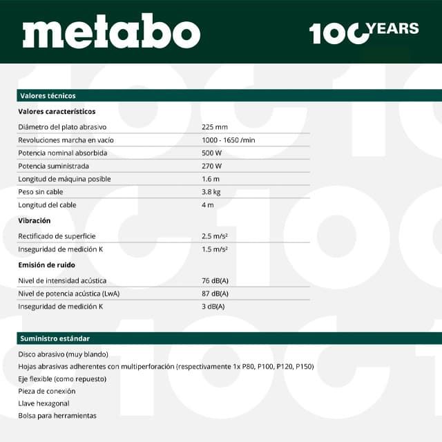 Jirafa / Lijadora de Pared METABO LSV 5-225 - Imagen 3