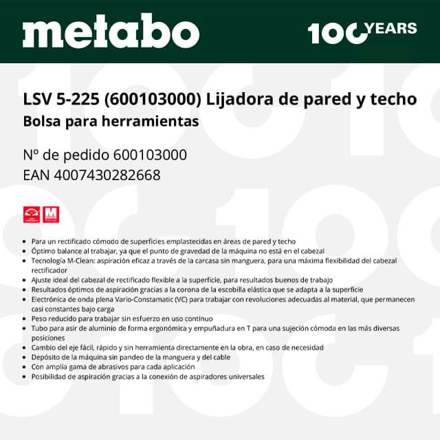 Jirafa / Lijadora de Pared METABO LSV 5-225 - Imagen 4