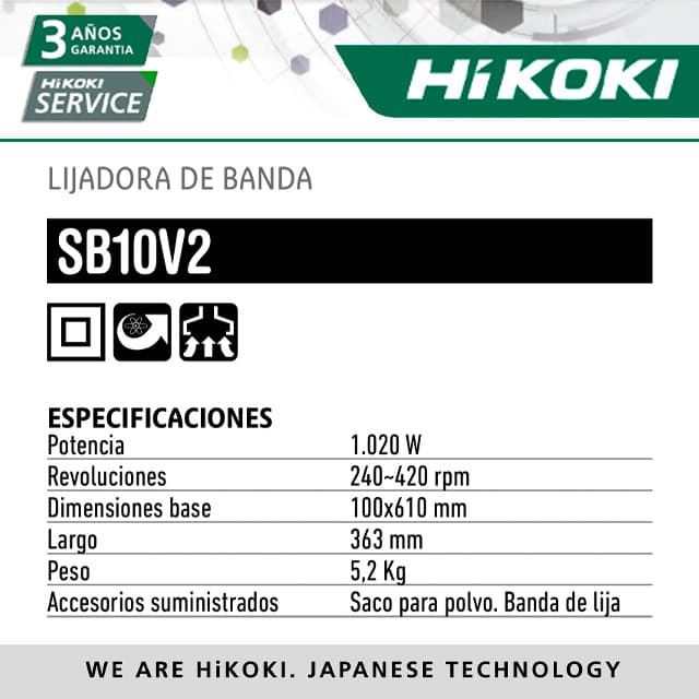 Lijadora de Banda HIKOKI SB 10V2 100MM/4" - Imagen 2