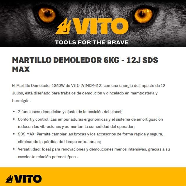 Martillo Demoledor VITO 6Kg/12J 1350W Thunder Max - Imagen 2