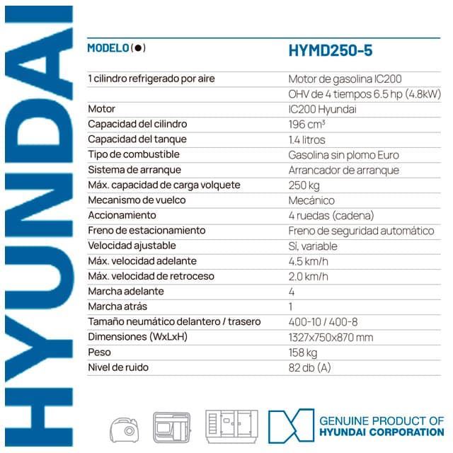 Mini Dumper a Gasolina HYUNDAI HYMD250-5 - Imagen 2