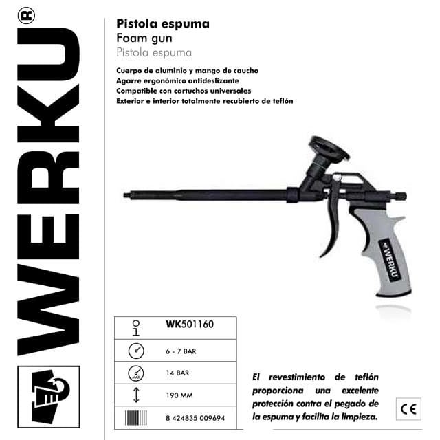 Pistola Espuma Poliuretano WERKU Teflón 190 - Imagen 1