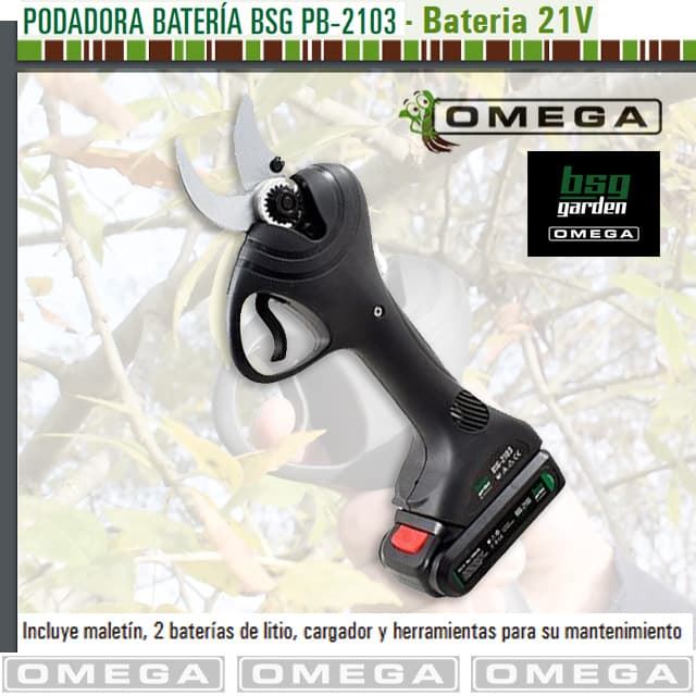 Podadora Batería OMEGA PB2103 21V Cargador + 2 Baterías Litio 2Ah - Imagen 1