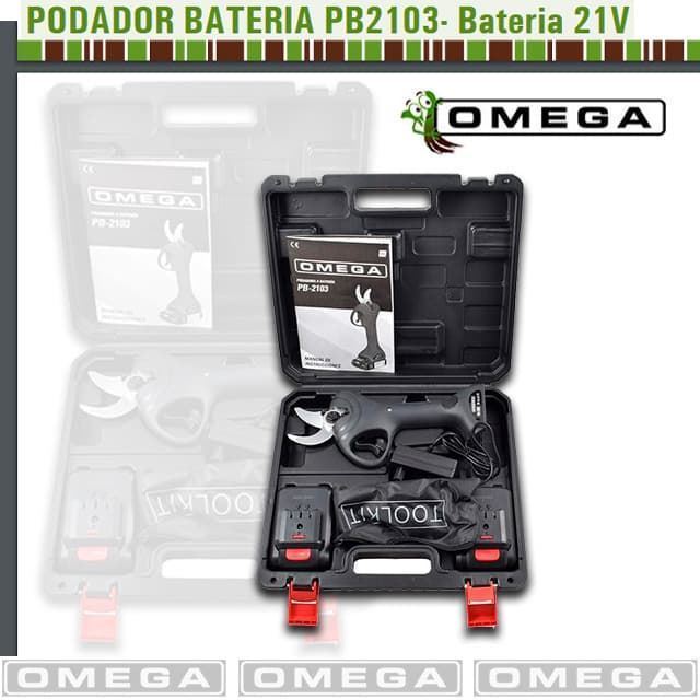 Podadora Batería OMEGA PB2103 21V Cargador + 2 Baterías Litio 2Ah - Imagen 3