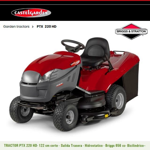 Tractor Cortacésped CASTELGARDEN PTX220HD Hidrostático Bicilíndrico 18HP Motor Briggs&Stratton 656cc - Imagen 1