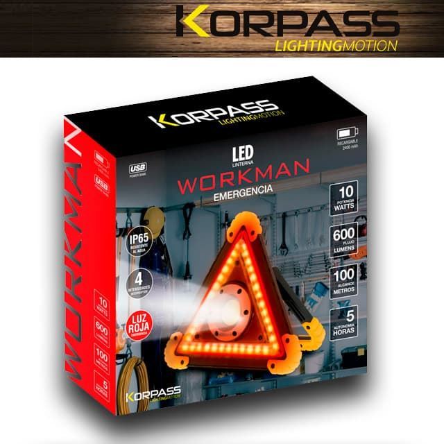 Triángulo Proyector LED Recargable KORPASS 10W/100M/5H/600LUMENS Coche - Imagen 2